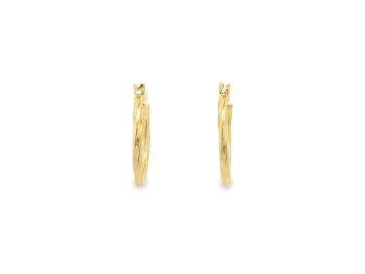18K Yellow Gold 0.8-Inch Twisted Oval Hoop Earrings